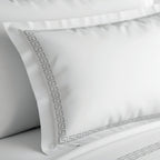 Reine De Nuit - Housse De Couette + 1 Ou 2 Taie(S) D'Oreiller - Satin De Coton - Grey / Blanc