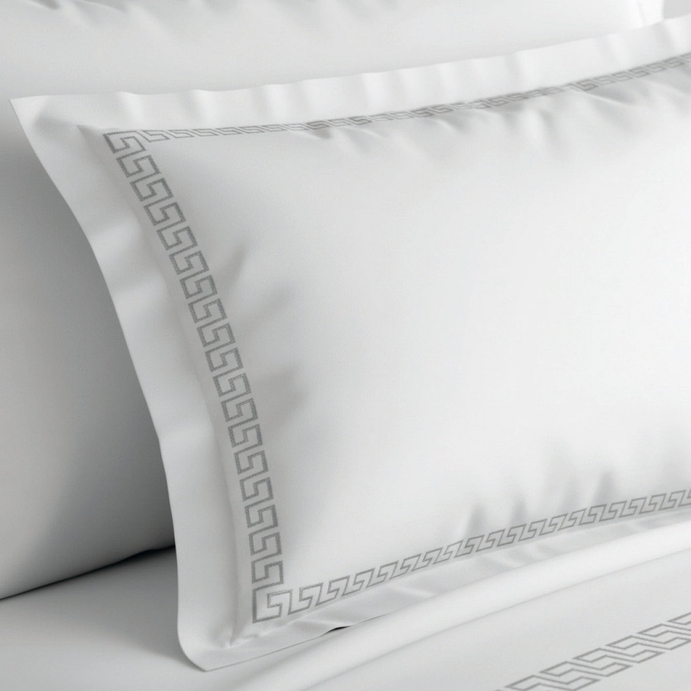 Reine De Nuit - Housse De Couette + 1 Ou 2 Taie(S) D'Oreiller - Satin De Coton - Grey / Blanc