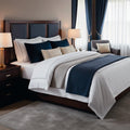 Reine De Nuit - Housse De Couette + 1 Ou 2 Taie(S) D'Oreiller - Satin De Coton - Grey / Blanc