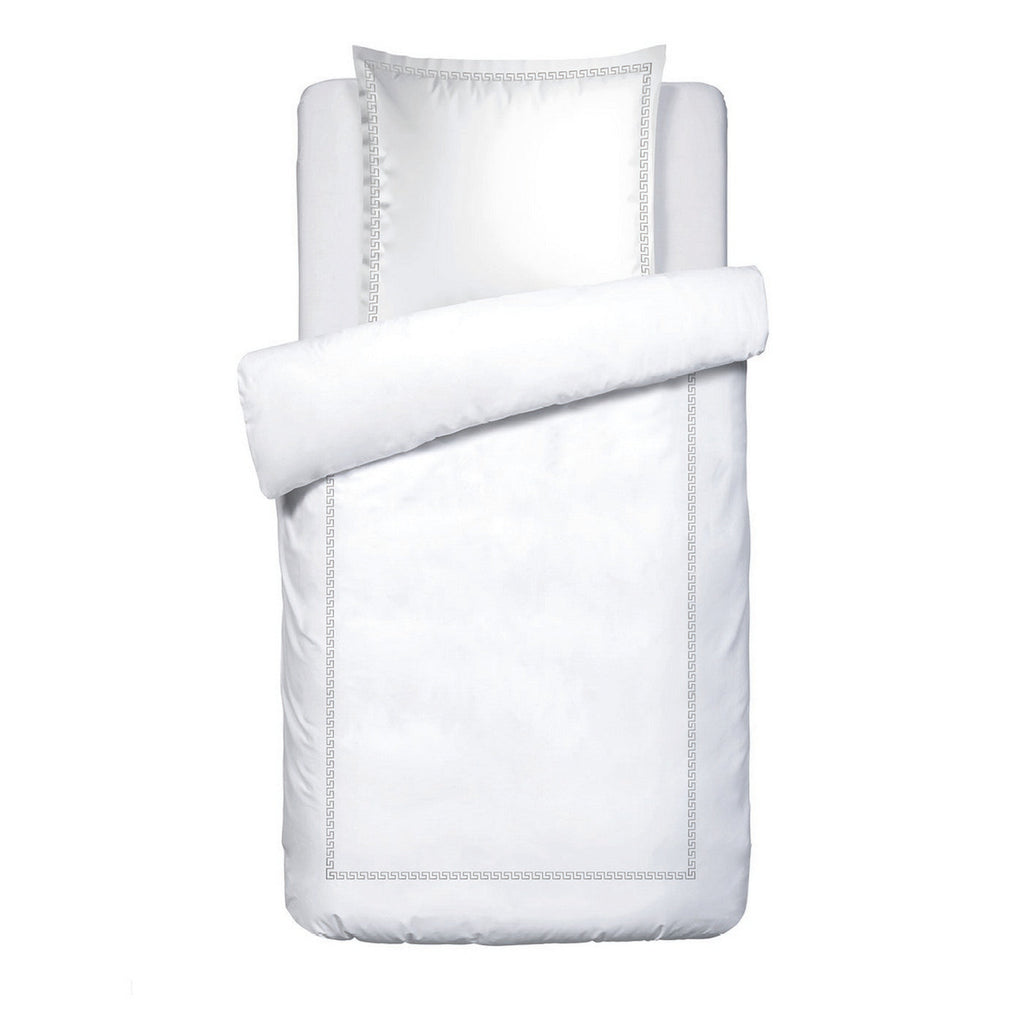 Reine De Nuit - Housse De Couette + 1 Ou 2 Taie(S) D'Oreiller - Satin De Coton - Grey / Blanc