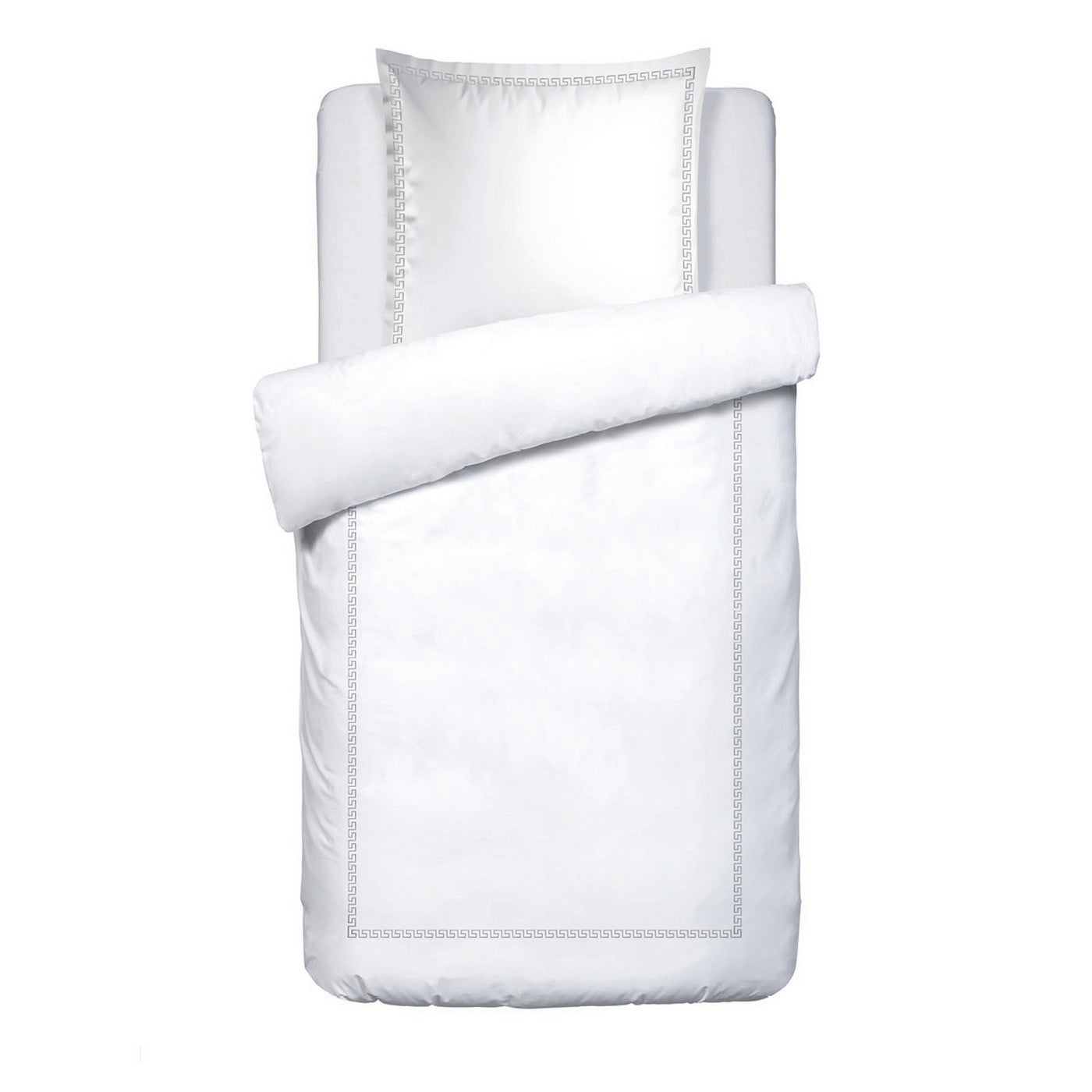 Reine De Nuit - Housse De Couette + 1 Ou 2 Taie(S) D'Oreiller - Satin De Coton - Grey / Blanc