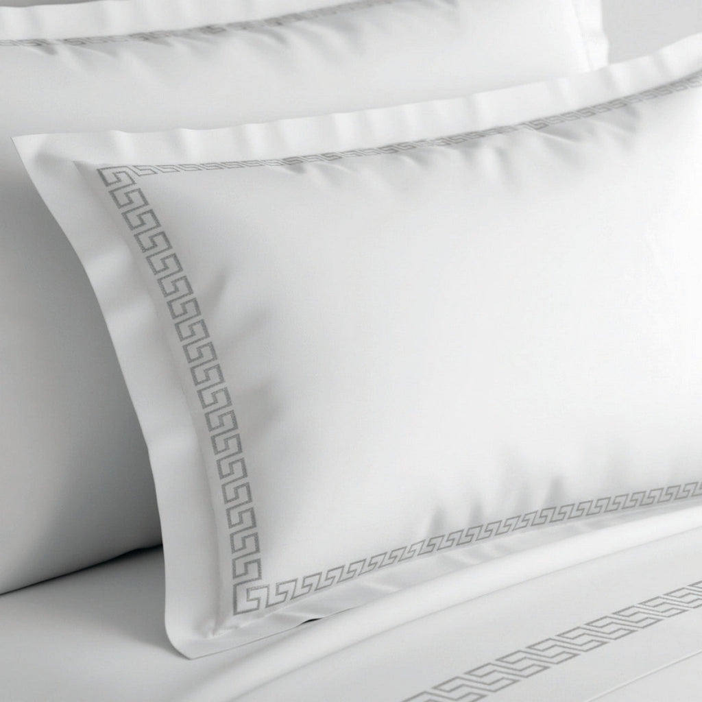 Reine De Nuit - Taie D'Oreiller - Satin De Coton - Grey / Blanc