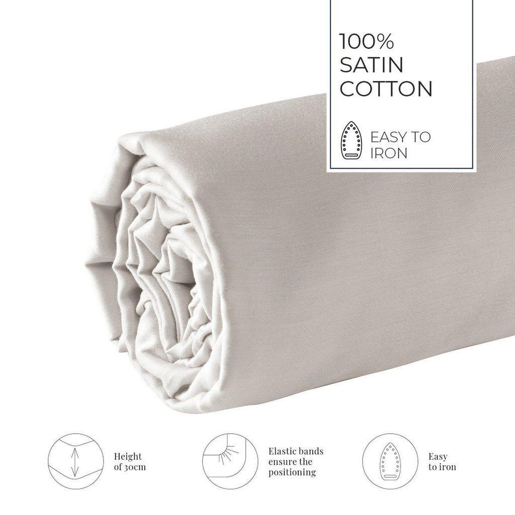 Uni - Drap-Housse - Satin De Coton - Taupe 05