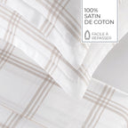 Apolline - Housse De Couette + 1 Ou 2 Taie(S) D'Oreiller - Satin De Coton - Taupe
