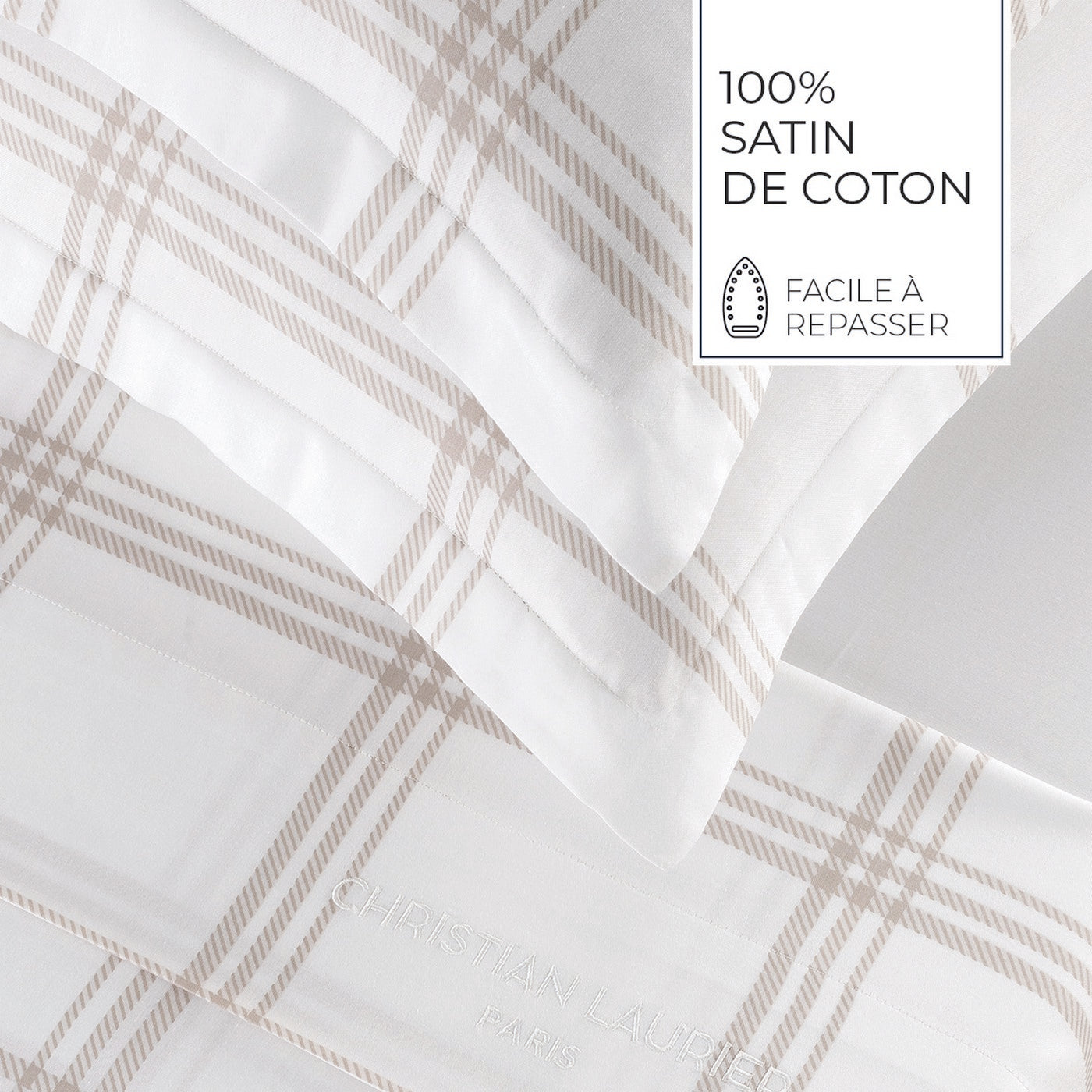 Apolline - Housse De Couette + 1 Ou 2 Taie(S) D'Oreiller - Satin De Coton - Taupe