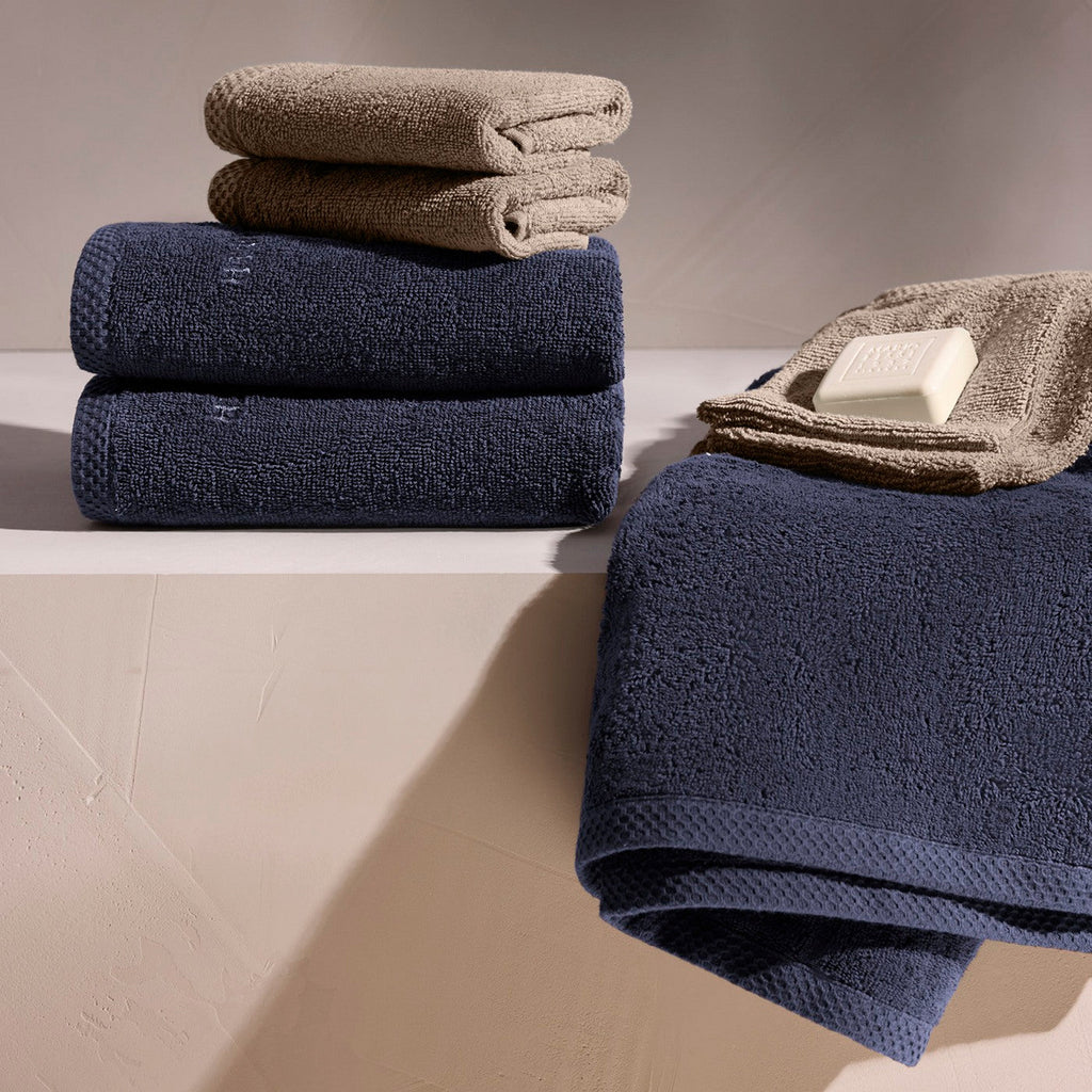 Oasis - Gant De Toilette Coton Peigné Lt - Bleu Foncé