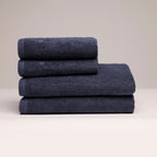Oasis - Serviette + Drap De Bain Coton Peigné Lt - Bleu Foncé