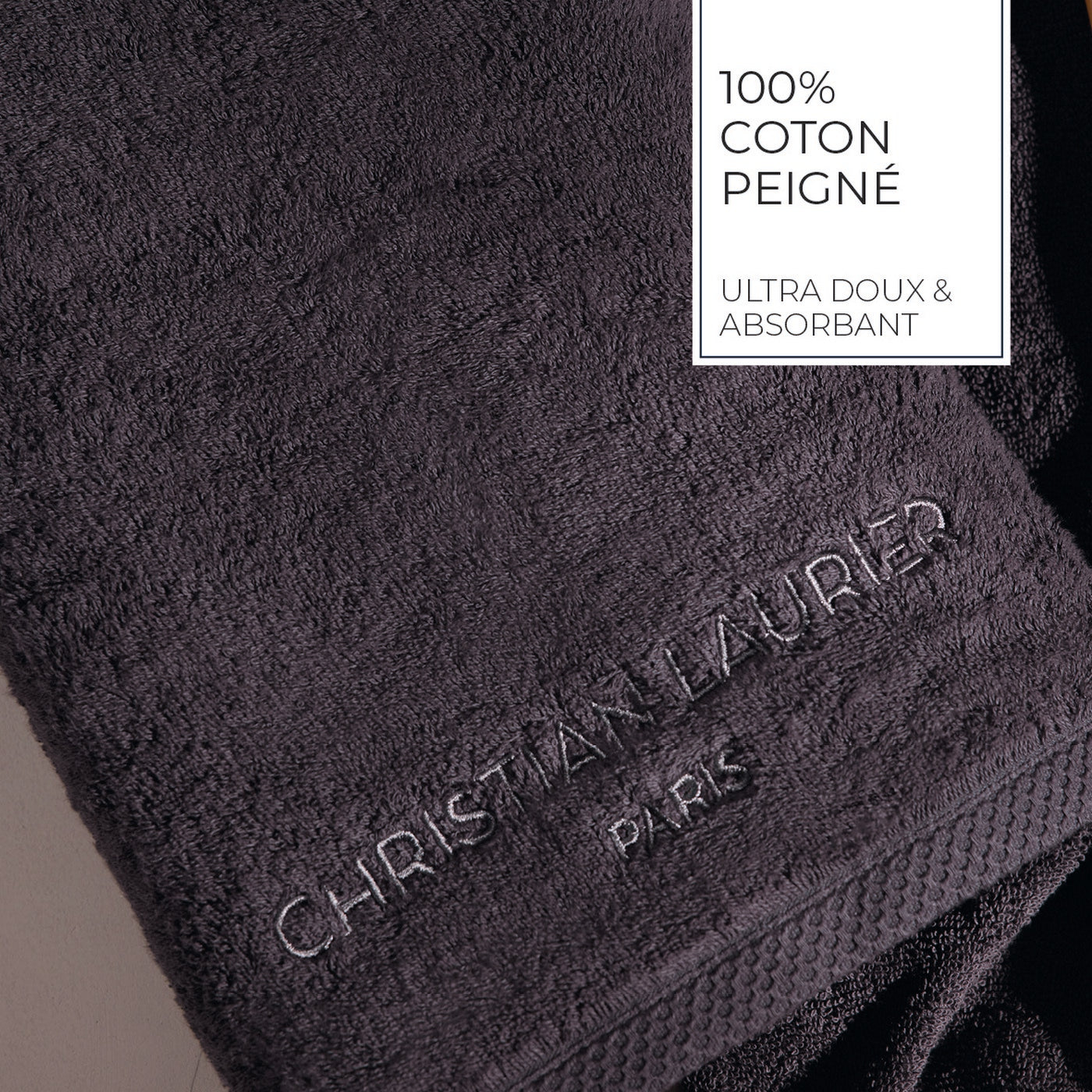 Oasis - Drap De Bain Coton Peigné Lt - Gris Foncé
