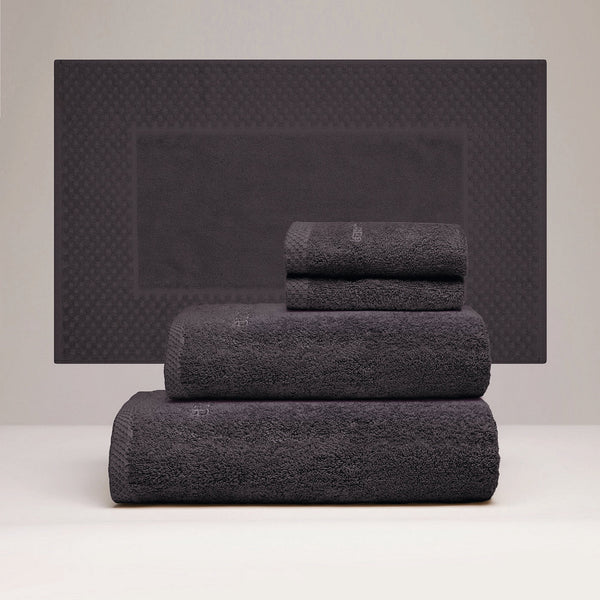 Oasis - Ensemble Complet De Linge De Bain Coton Peigné Lt - Gris Foncé