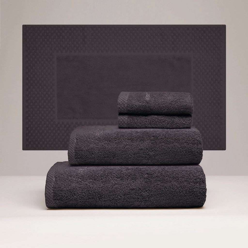 Oasis - Ensemble Complet De Linge De Bain Coton Peigné Lt - Gris Foncé