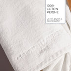 Oasis - Serviette + Drap De Bain Coton Peigné Lt - Blanc