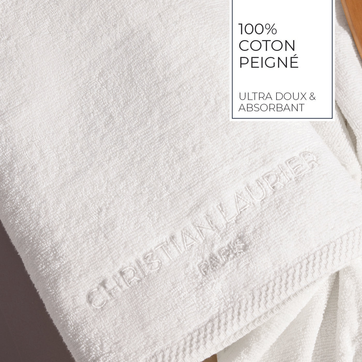 Oasis - Serviette + Drap De Bain Coton Peigné Lt - Blanc
