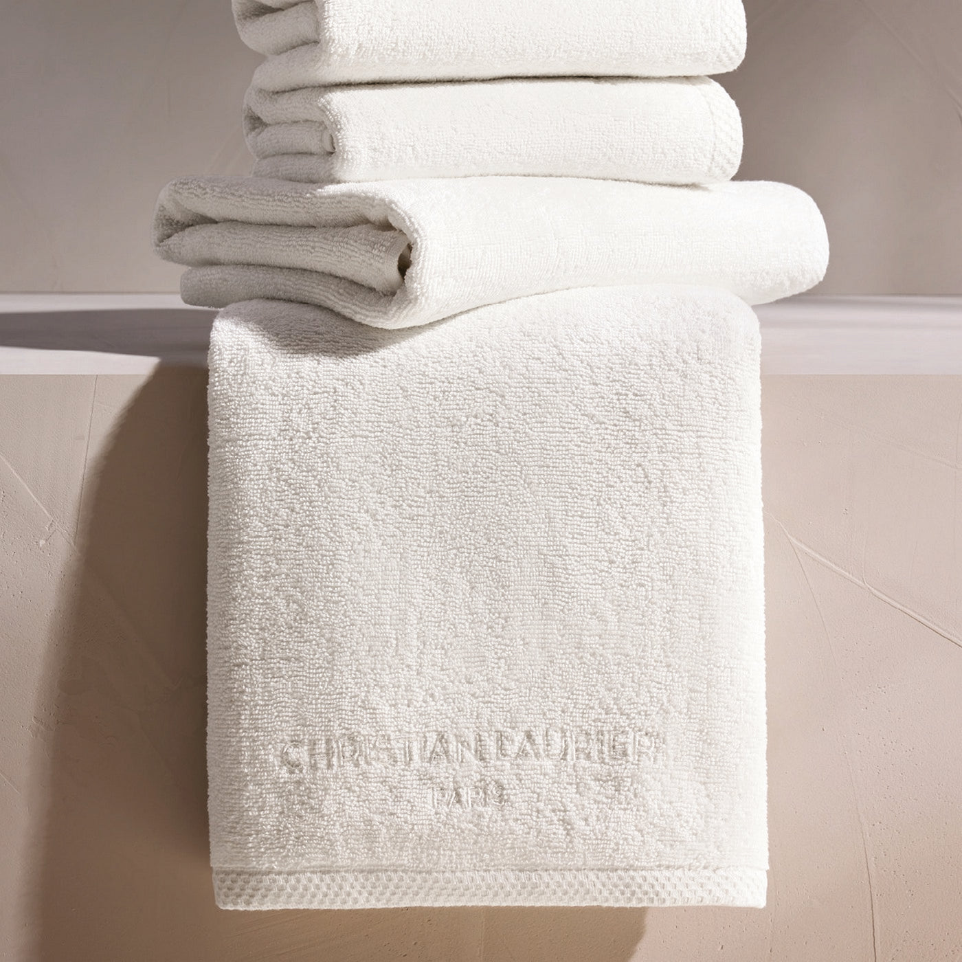Oasis - Serviette + Drap De Bain Coton Peigné Lt - Blanc