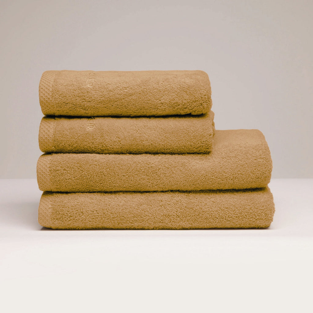Oasis - Serviette + Drap De Bain Coton Peigné Lt - Jaune Moutarde