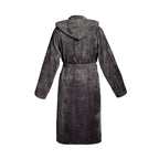Uni - Peignoir Coton Velours Avec Capuche - Gris Foncé