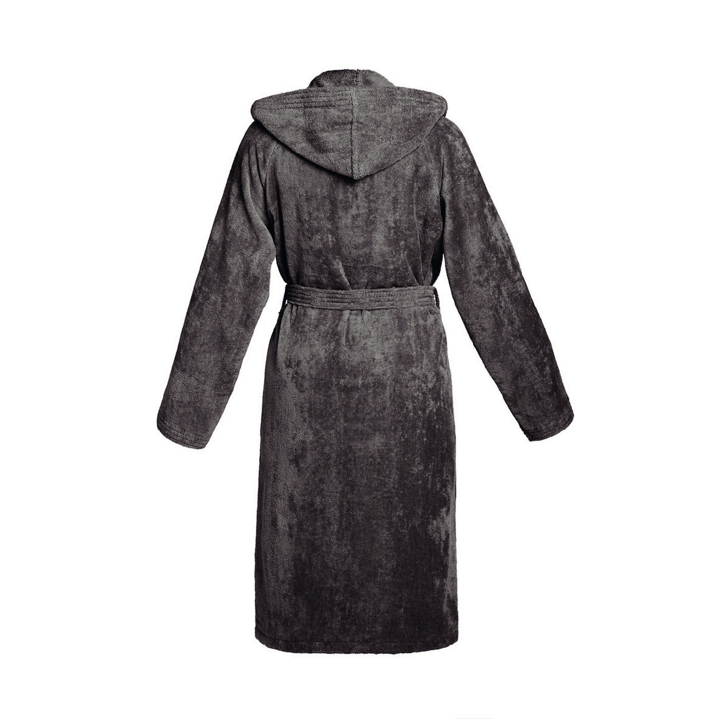 Uni - Peignoir Coton Velours Avec Capuche - Gris Foncé
