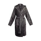 Uni - Peignoir Coton Velours Avec Capuche - Gris Foncé