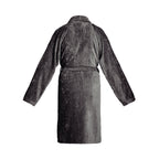 Uni - Peignoir Avec Col Châle En Coton Velours - Gris Foncé