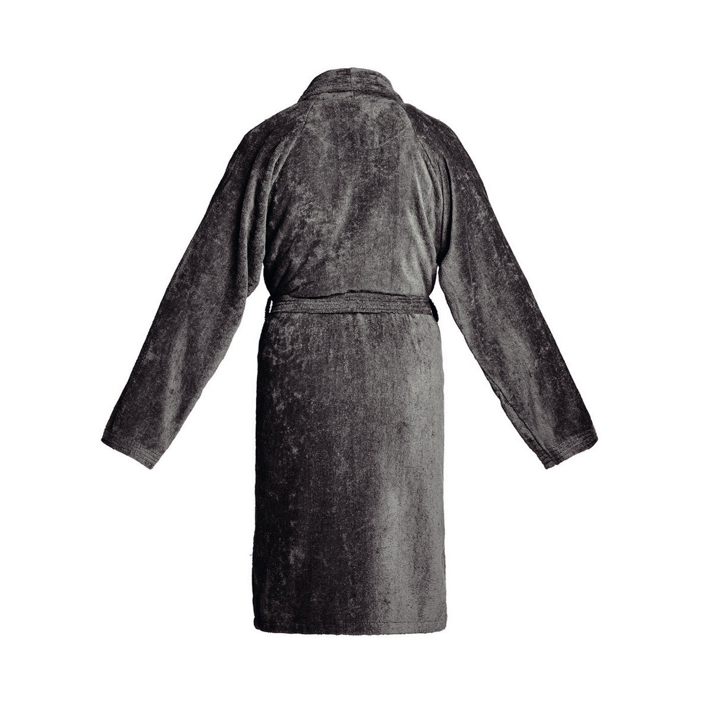 Uni - Peignoir Avec Col Châle En Coton Velours - Gris Foncé