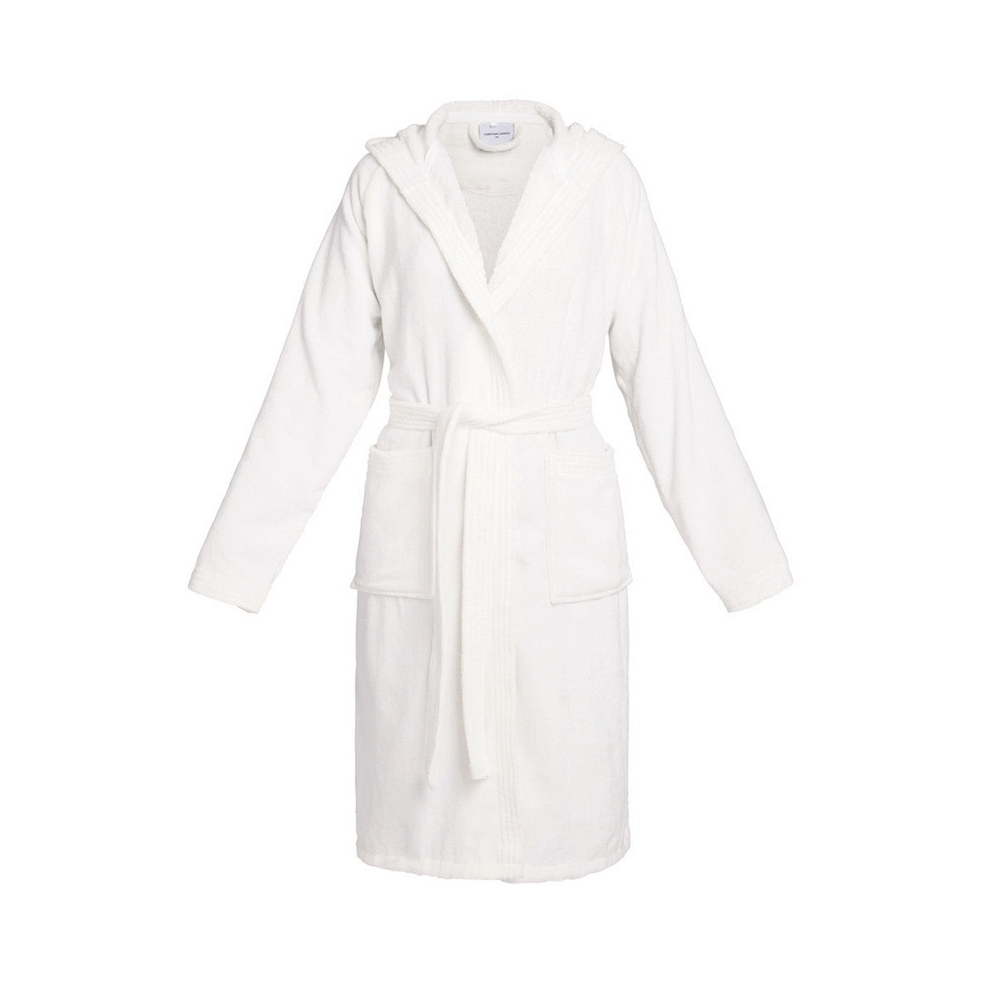 Uni - Peignoir Coton Velours Avec Capuche - Blanc