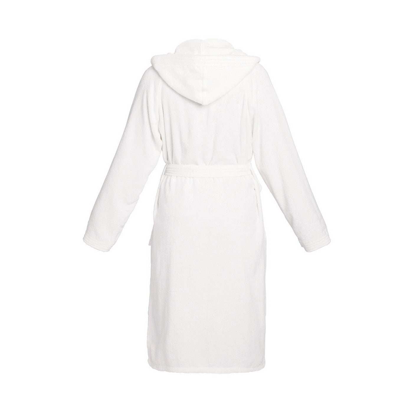 Uni - Peignoir Coton Velours Avec Capuche - Blanc
