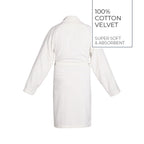 Uni - Peignoir Avec Col Châle En Coton Velours - Blanc