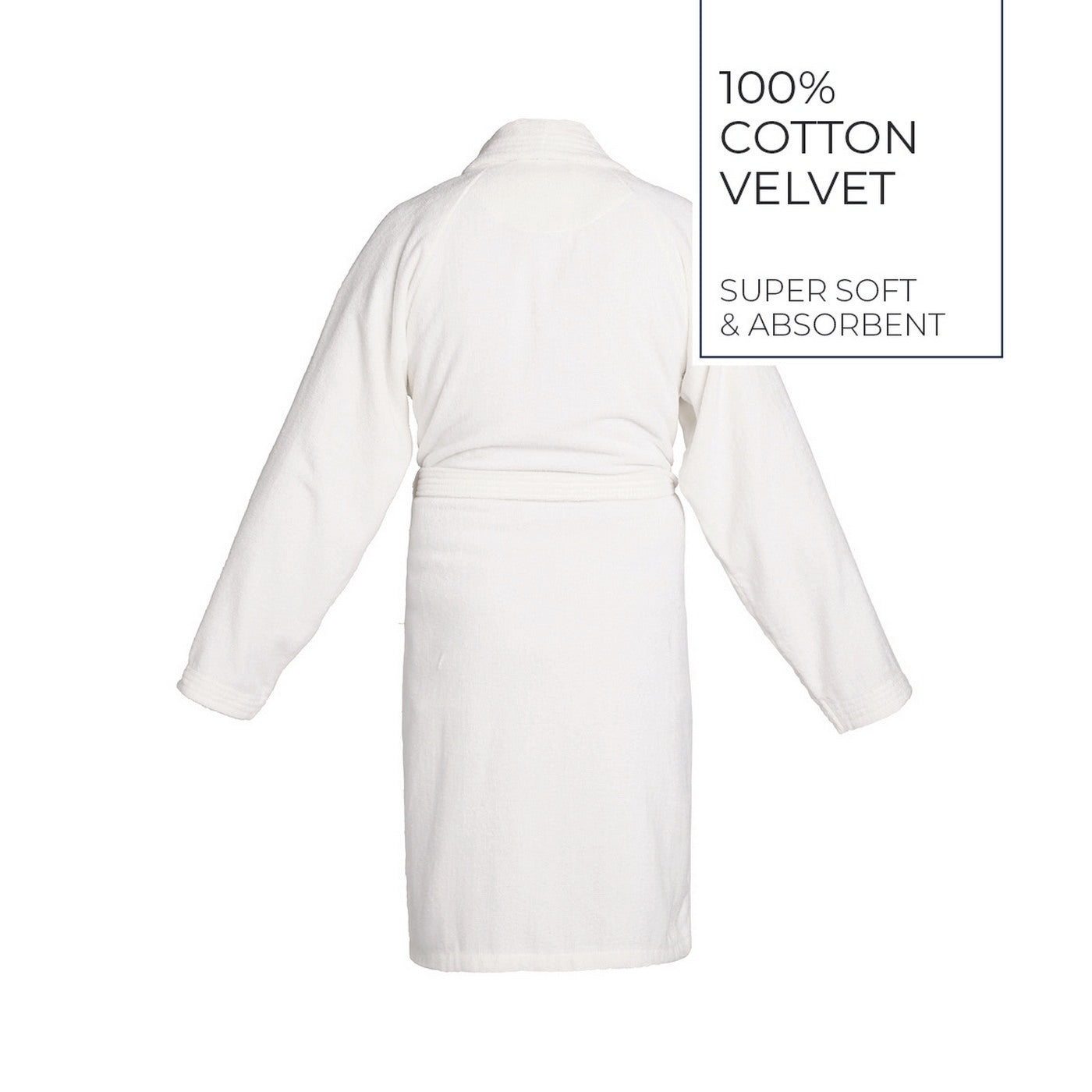 Uni - Peignoir Avec Col Châle En Coton Velours - Blanc