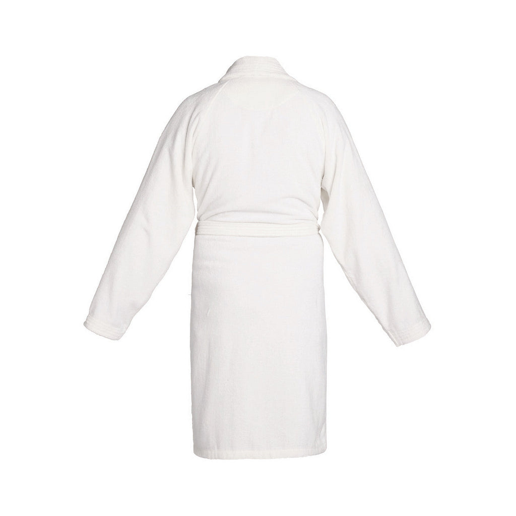 Uni - Peignoir Avec Col Châle En Coton Velours - Blanc