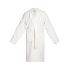 Uni - Peignoir Avec Col Châle En Coton Velours - Blanc