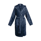 Uni - Peignoir Coton Velours Avec Capuche - Bleu Foncé