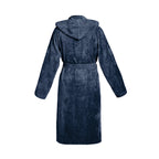 Uni - Peignoir Coton Velours Avec Capuche - Bleu Foncé