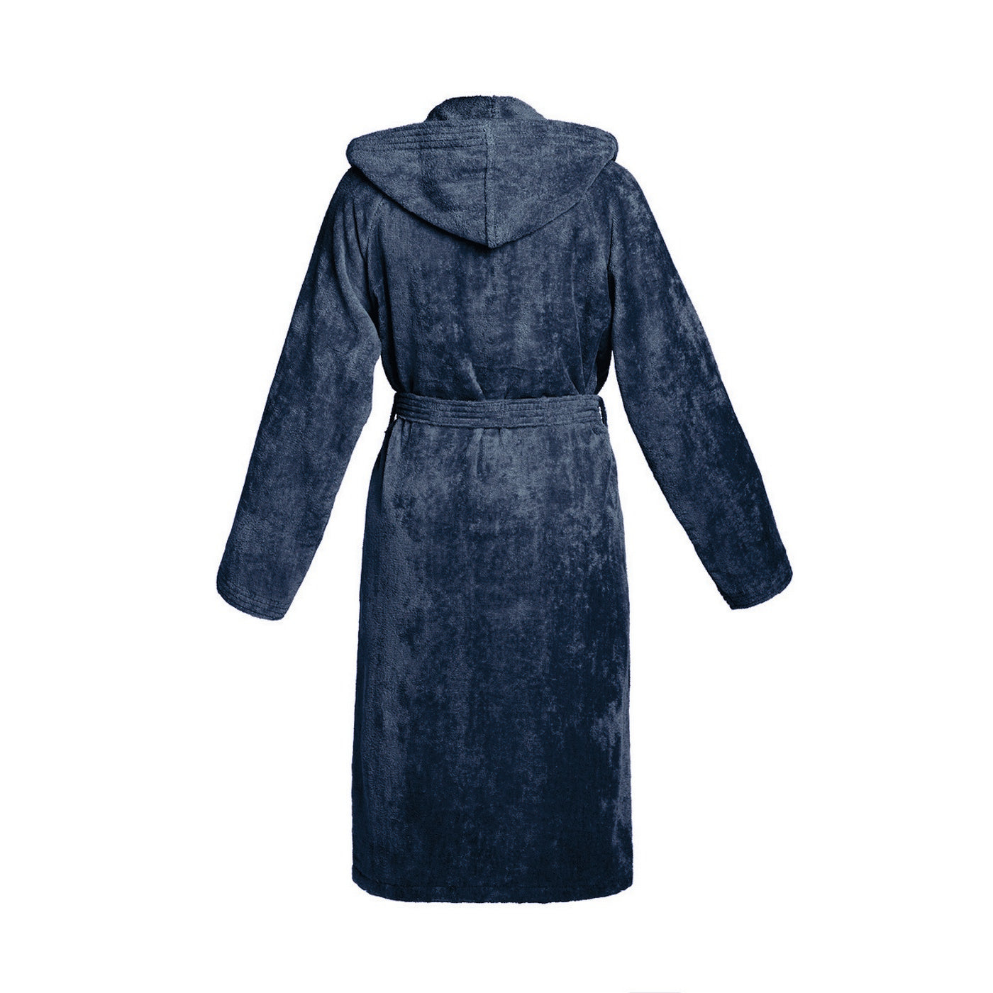 Uni - Peignoir Coton Velours Avec Capuche - Bleu Foncé