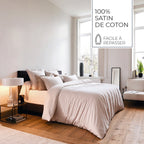 Gallina - Housse De Couette + 1 Ou 2 Taie(S) D'Oreiller - Satin De Coton - Taupe