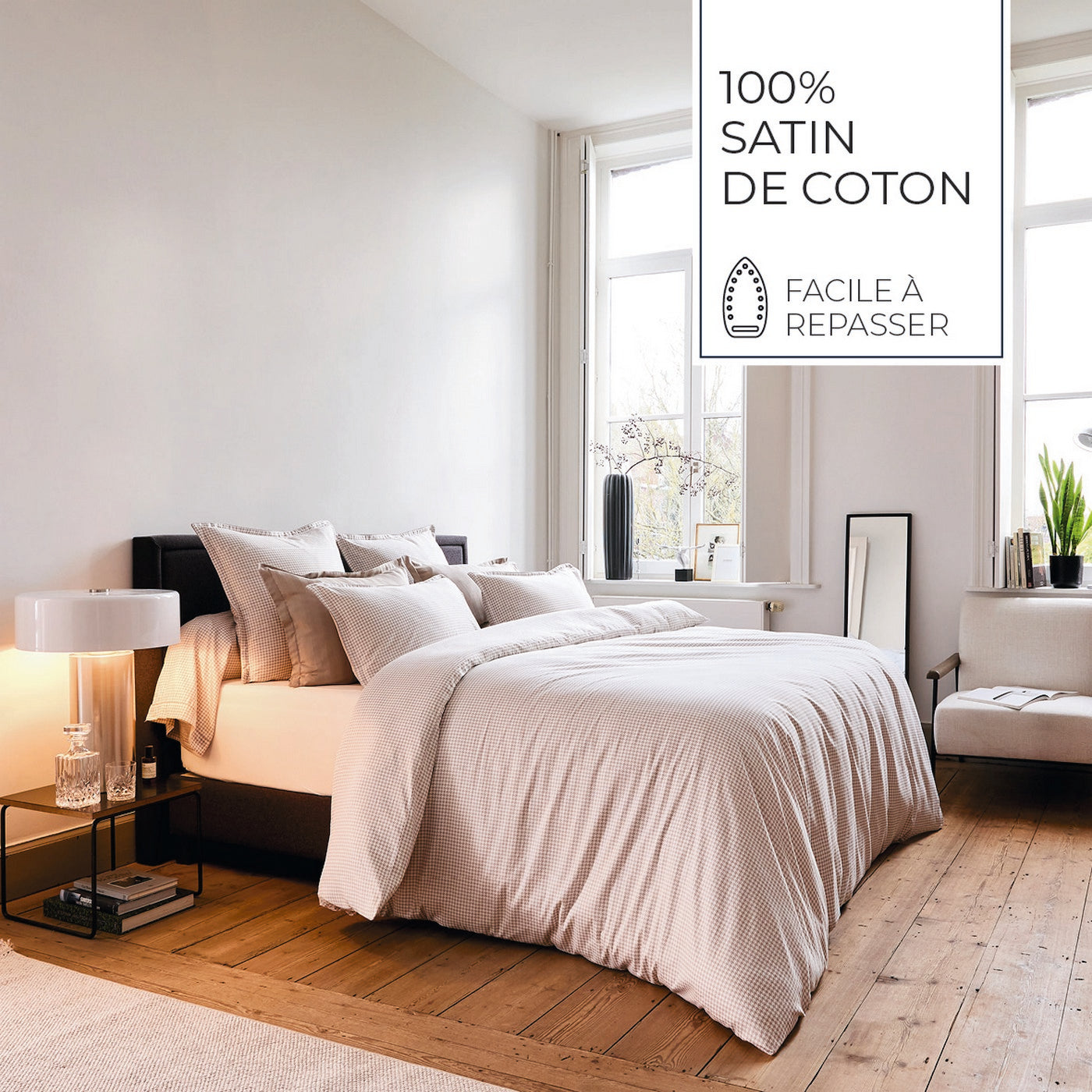 Gallina - Taie D'Oreiller - Satin De Coton - Taupe
