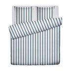 Mateo - Housse De Couette + 1 Ou 2 Taie(S) D'Oreiller - Satin De Coton - Blanc / Bleu