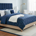 Eclipse Fleuri - Housse De Couette + 1 Ou 2 Taie(S) D'Oreiller - Satin De Coton - Bleu