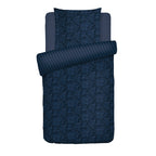Eclipse Fleuri - Housse De Couette + 1 Ou 2 Taie(S) D'Oreiller - Satin De Coton - Bleu