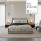 Élégance Persane - Housse De Couette + 1 Ou 2 Taie(S) D'Oreiller - Satin De Coton - Beige