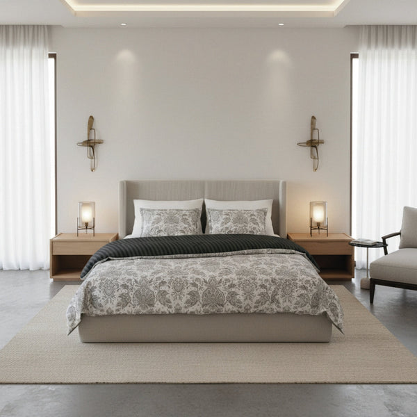 Élégance Persane - Housse De Couette + 1 Ou 2 Taie(S) D'Oreiller - Satin De Coton - Beige