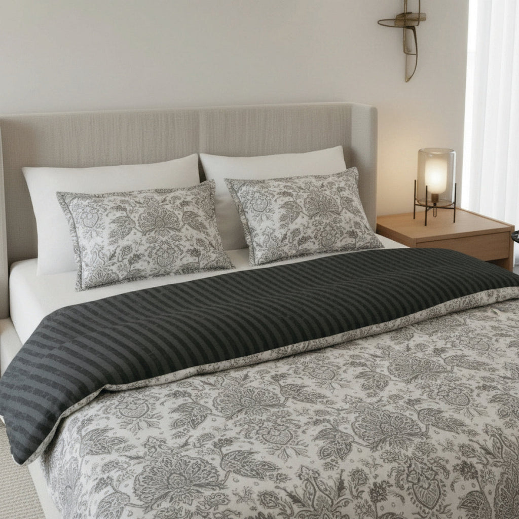 Élégance Persane - Housse De Couette + 1 Ou 2 Taie(S) D'Oreiller - Satin De Coton - Beige