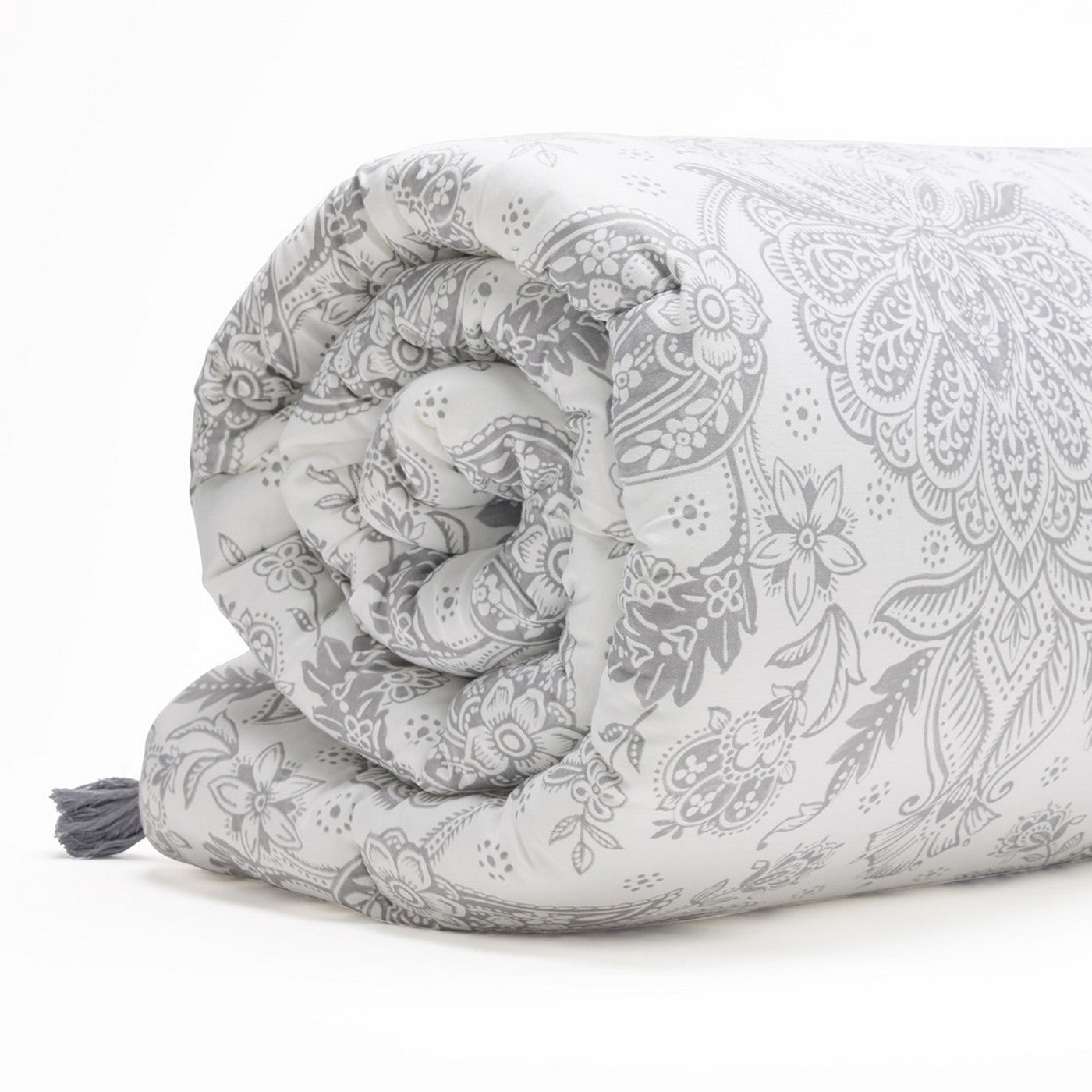 Élégance Persane - Édredon Avec Glands - Satin De Coton - Beige
