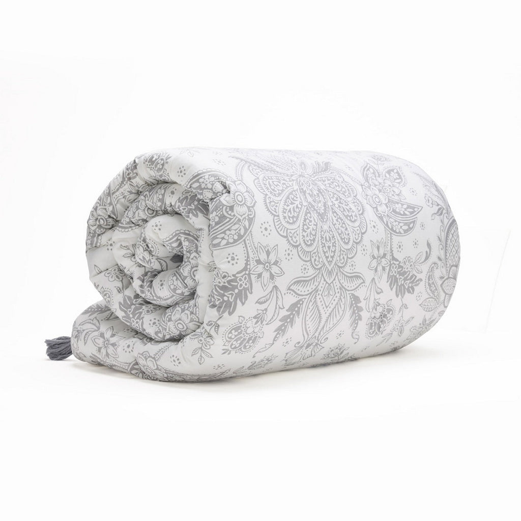 Élégance Persane - Édredon Avec Glands - Satin De Coton - Beige