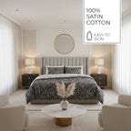 Buta - Housse De Couette + 1 Ou 2 Taie(S) D'Oreiller - Satin De Coton - Noir