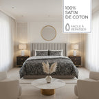 Buta - Housse De Couette + 1 Ou 2 Taie(S) D'Oreiller - Satin De Coton - Noir