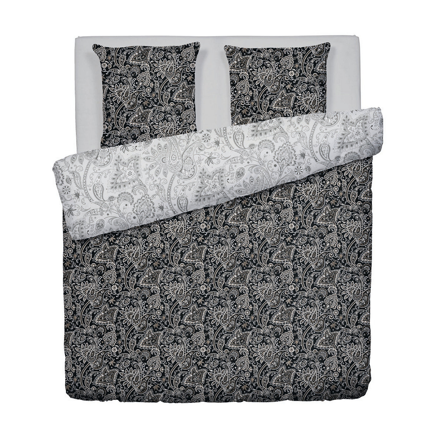 Buta - Housse De Couette + 1 Ou 2 Taie(S) D'Oreiller - Satin De Coton - Noir