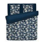 Bleu Baroque - Housse De Couette + 1 Ou 2 Taie(S) D'Oreiller - Satin De Coton - Bleu Foncé