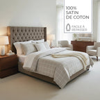 Aurélie - Housse De Couette + 1 Ou 2 Taie(S) D'Oreiller - Satin De Coton - Taupe