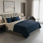 Aurélie - Housse De Couette + 1 Ou 2 Taie(S) D'Oreiller - Satin De Coton - Bleu Foncé