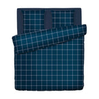 Aurélie - Housse De Couette + 1 Ou 2 Taie(S) D'Oreiller - Satin De Coton - Bleu Foncé