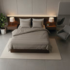Lucien - Housse De Couette + 1 Ou 2 Taie(S) D'Oreiller - Satin De Coton - Taupe